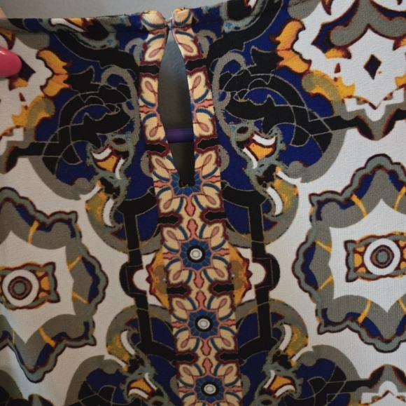 London Times 18 Patterned Midi Dress Geometric Boho Comfy Texture Plus Size Fall - Picture 4 of 6